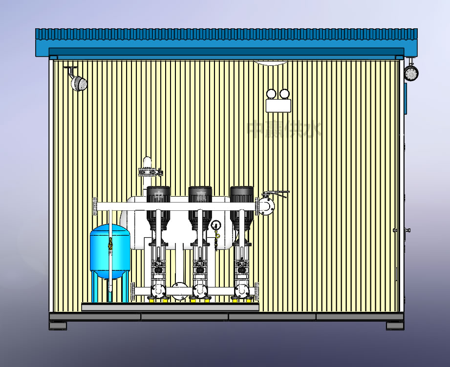 長沙集裝箱式供水泵站泵房摒棄了傳統(tǒng)泵站中常見的空間設(shè)計(jì)